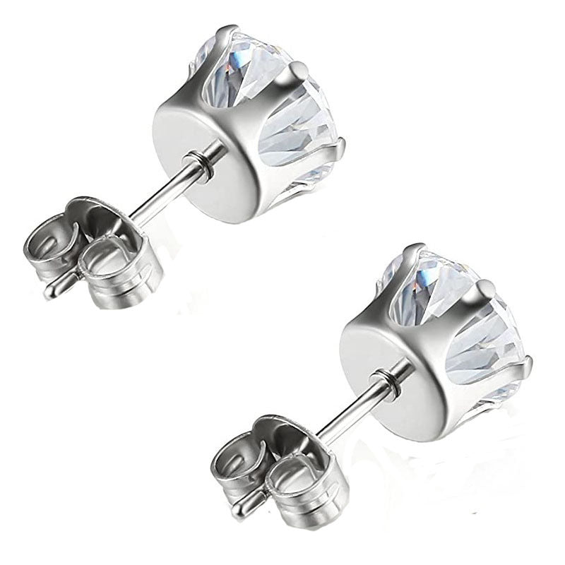 Titanium Round Zirconia Stud Earrings