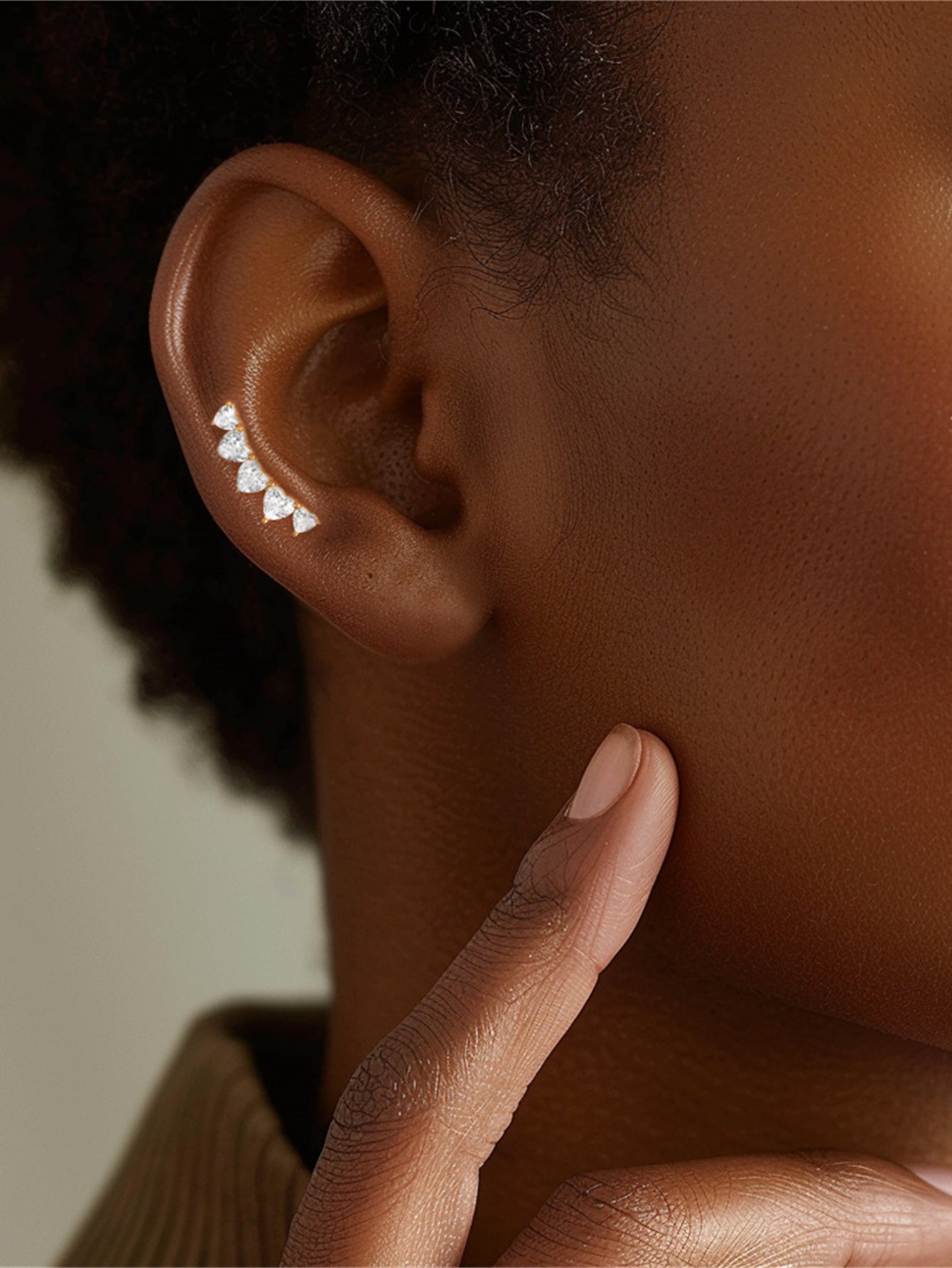 S925 Sterling Silver Fashion Piercing with Zircon Inlay