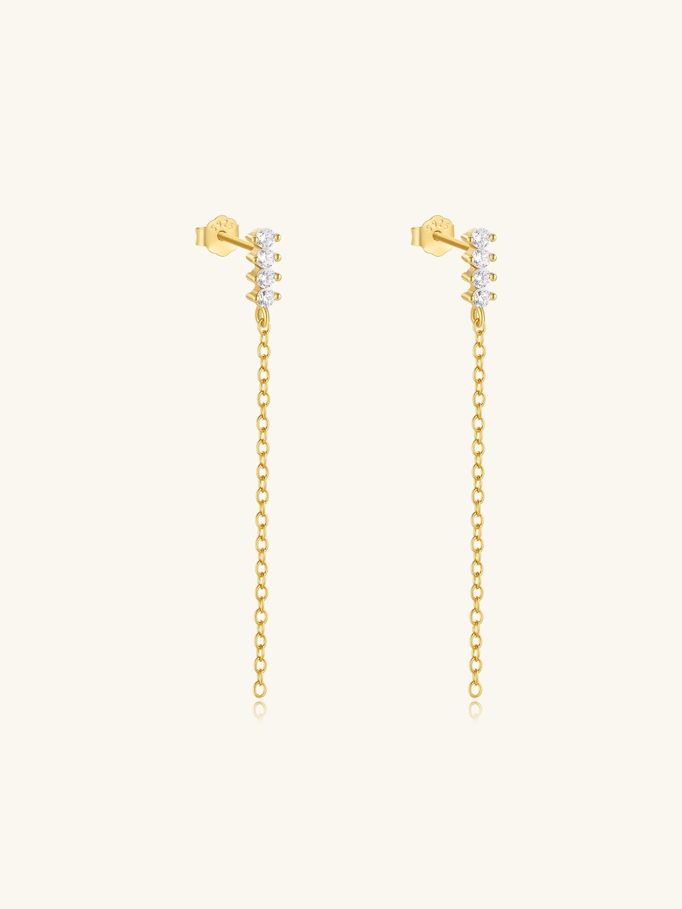 925 Sterling Silver Zircon Chain Drop Earrings