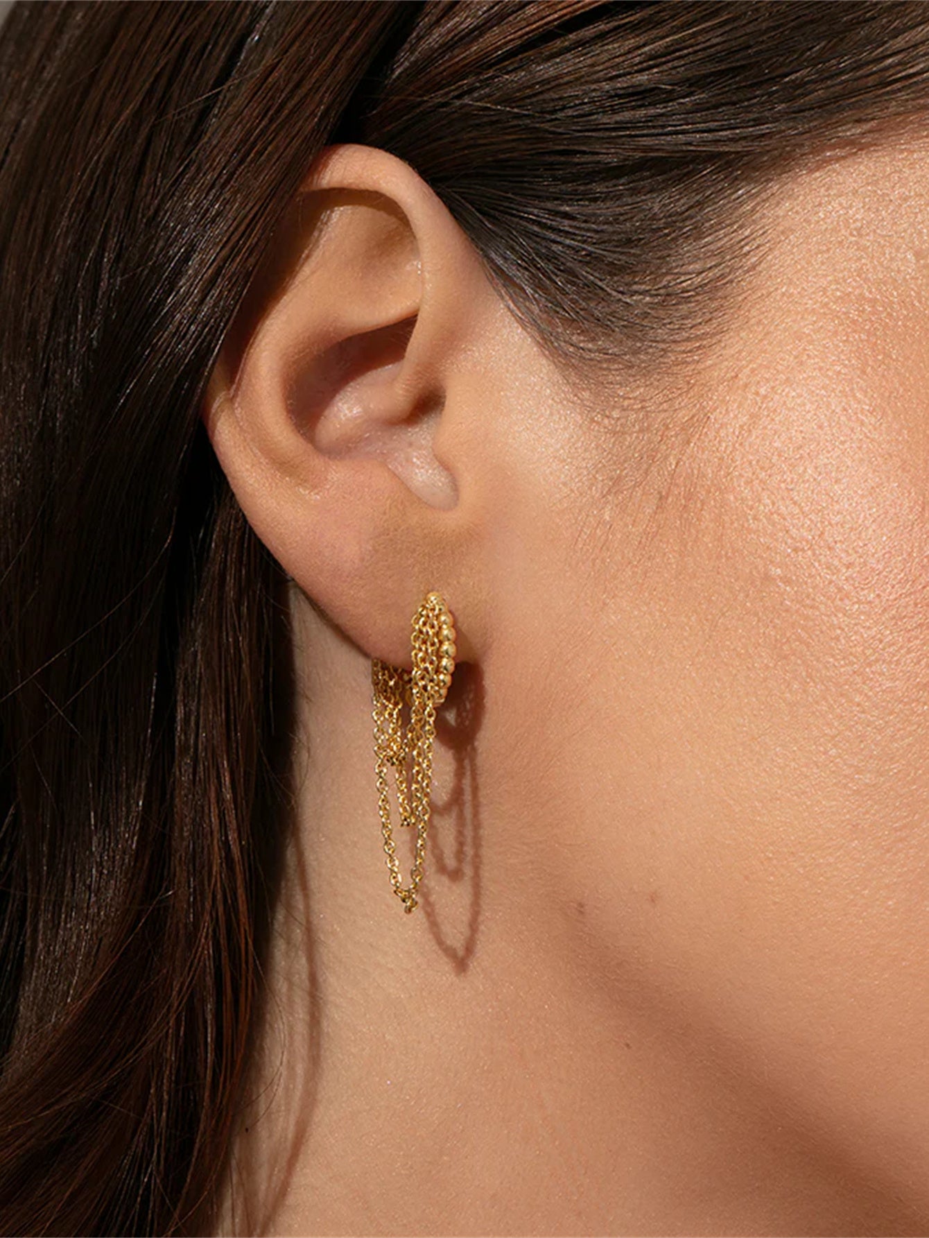 925 Sterling Silver Layered Chain Huggie Earrings