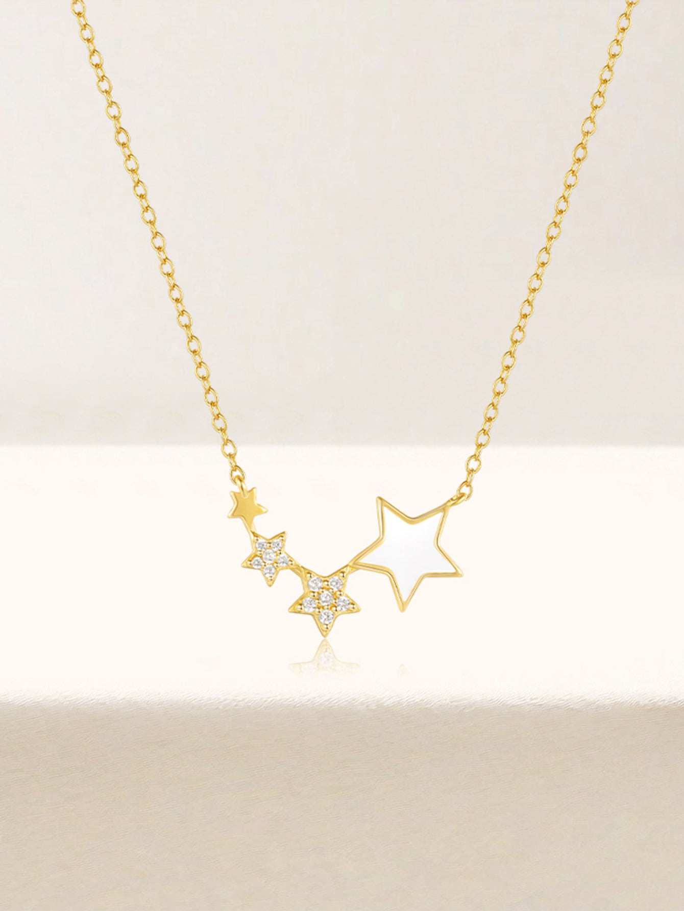 925 Sterling Silver Asymmetrical Star Zircon Necklace