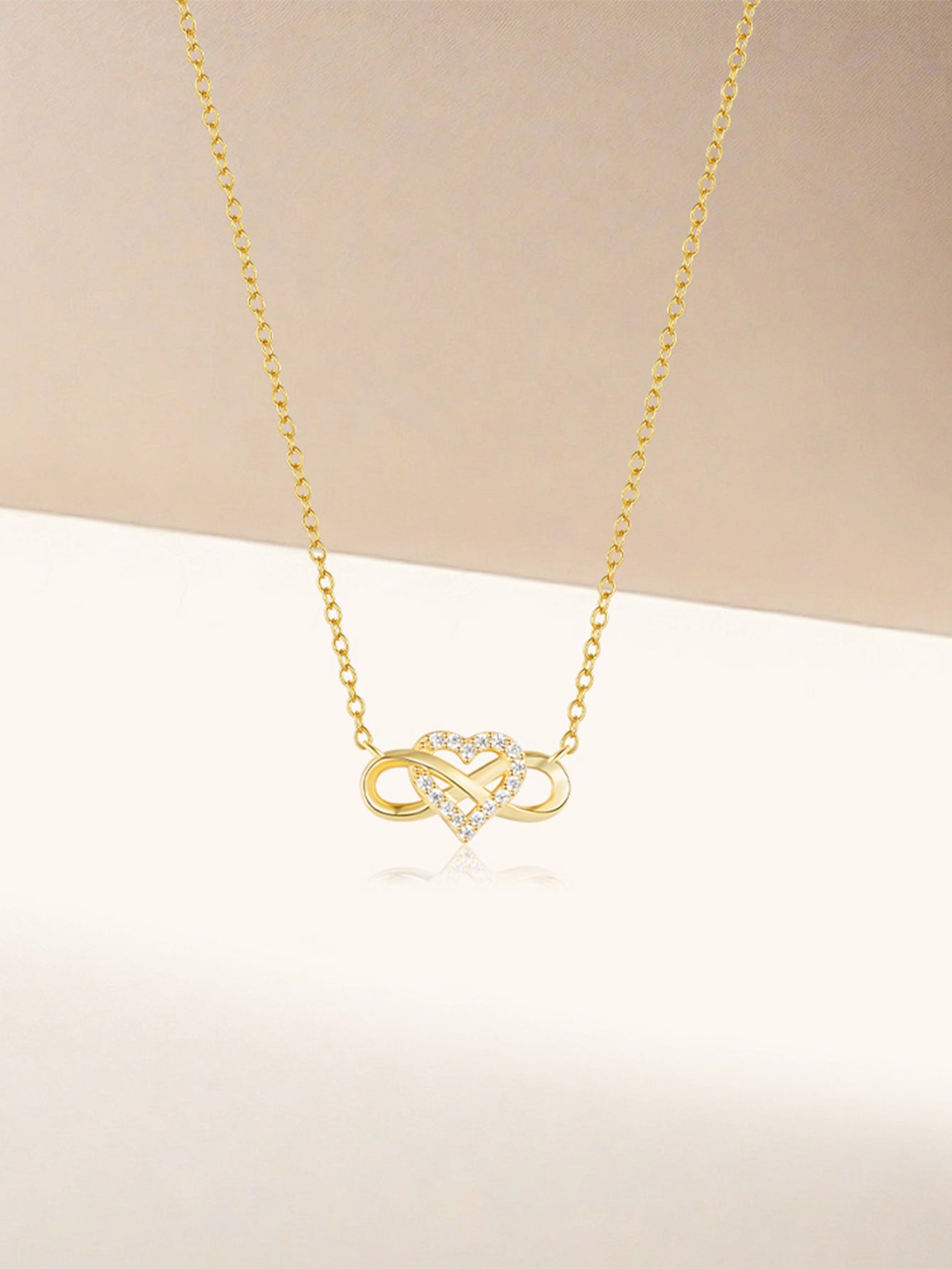 925 Sterling Silver Infinity Heart Zircon Necklace