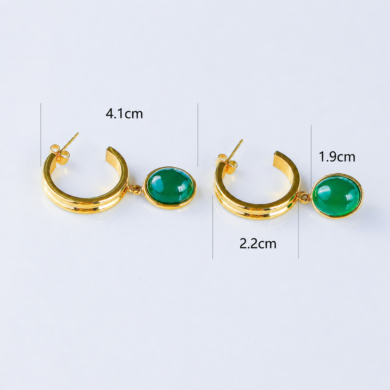 Titanium Steel Orange & Green Agate Stud