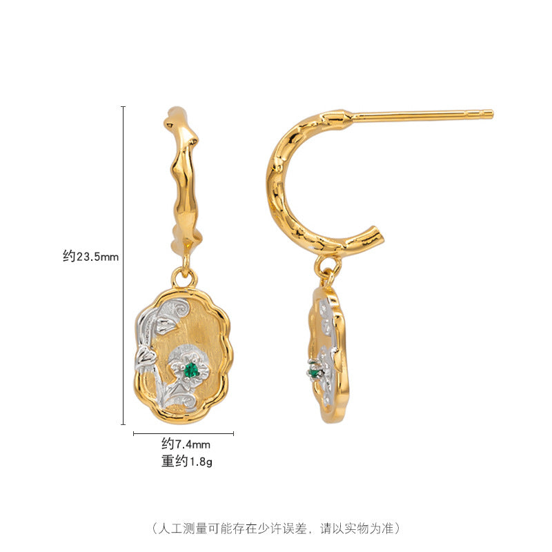 925 Sterling Silver Two-Tone Rose Zircon Stud Earrings Set