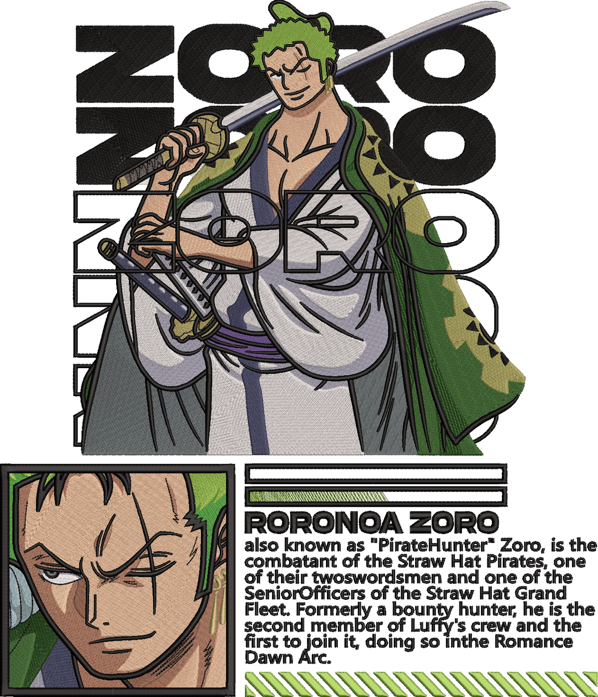 Evokyn Embroidered Roronoa Zoro Hoodie