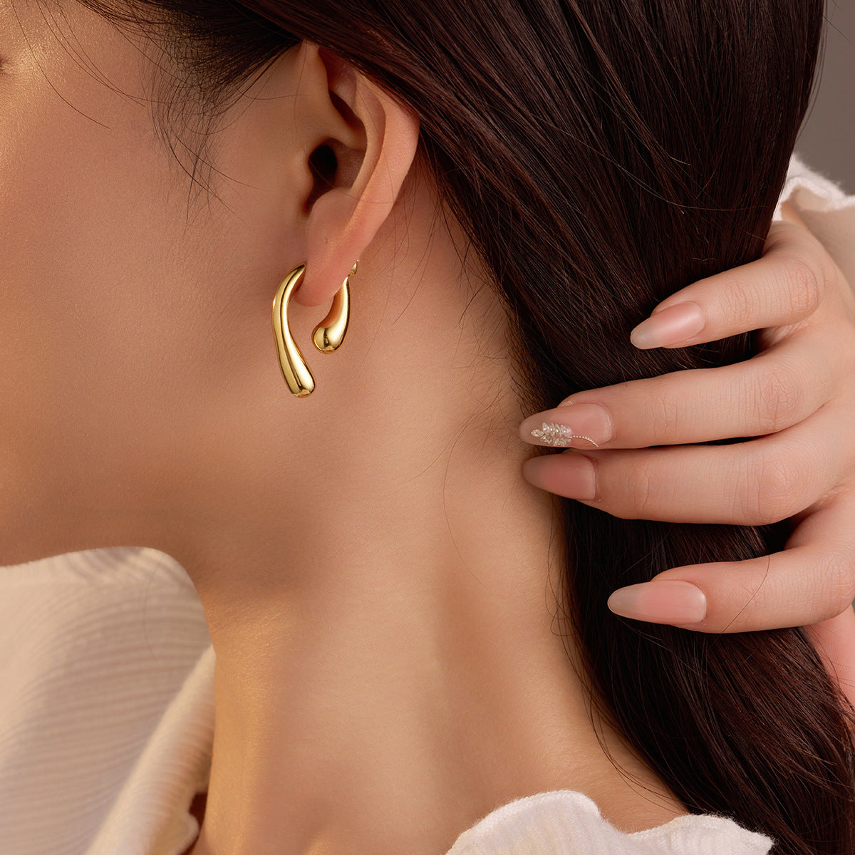Titanium Minimalist Sculptural Open Drop Earrings