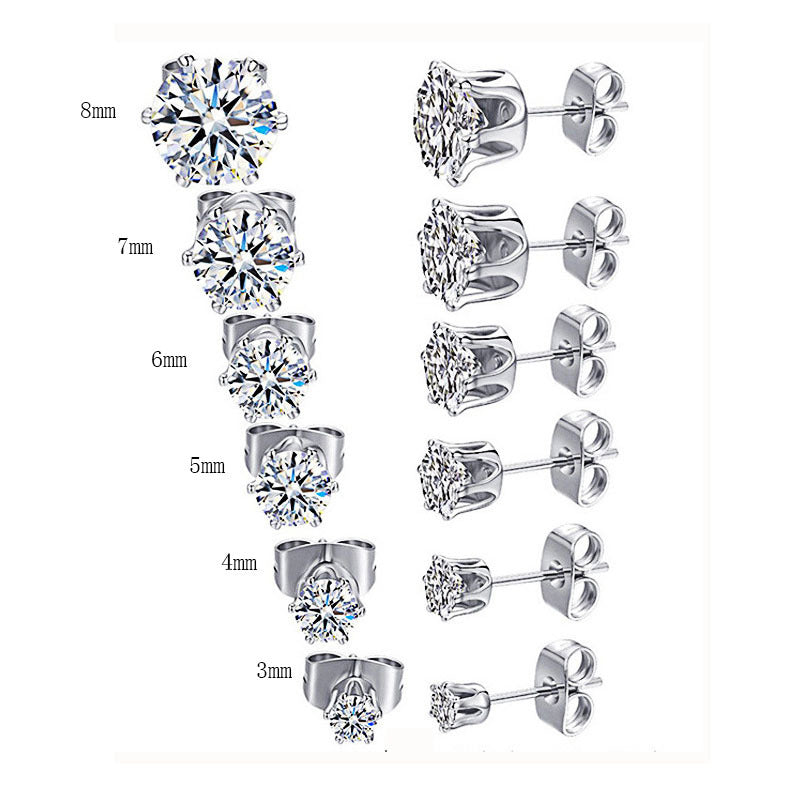 Titanium Round Zirconia Stud Earrings