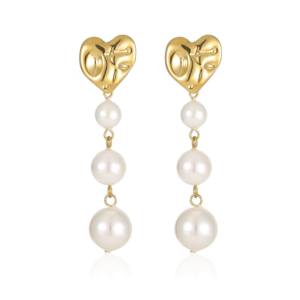 Titanium Triple Pearl Drop Earrings