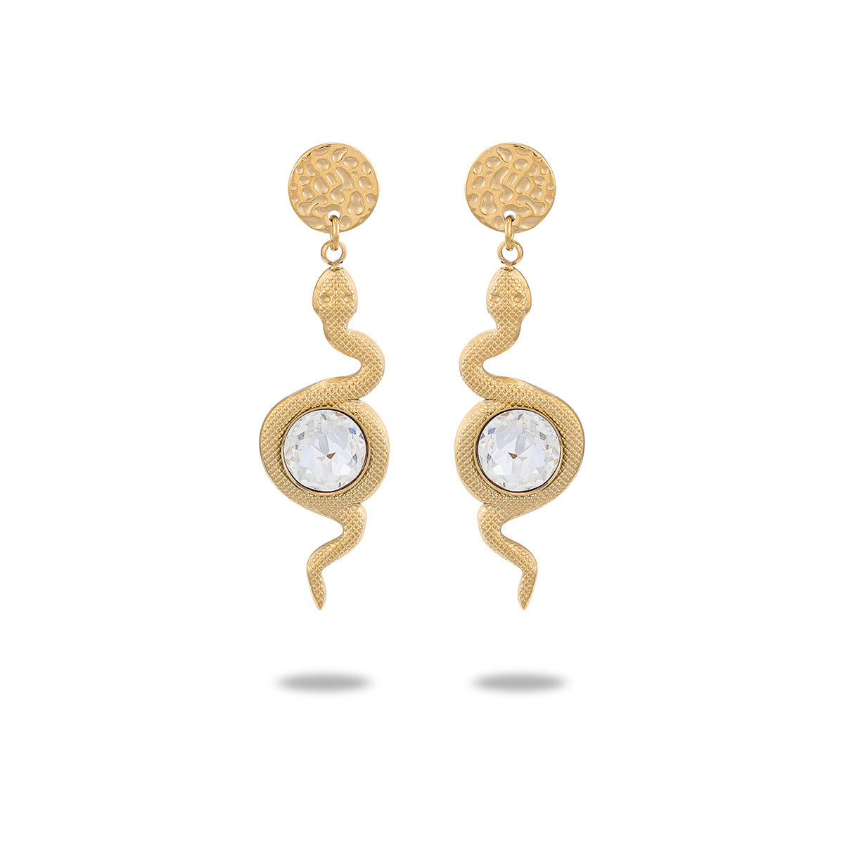 Titanium Snake Drop Earrings with Zirconia