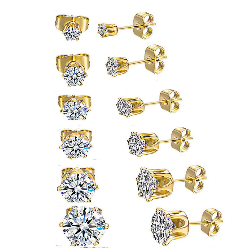 Titanium Round Zirconia Stud Earrings