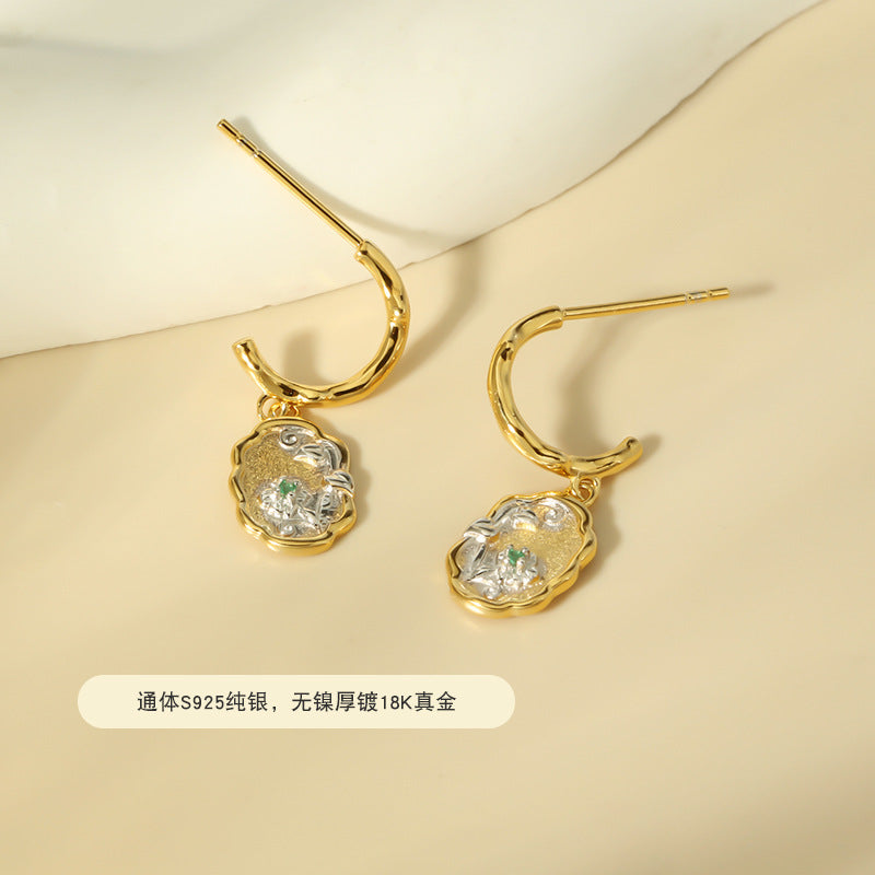 925 Sterling Silver Two-Tone Rose Zircon Stud Earrings Set