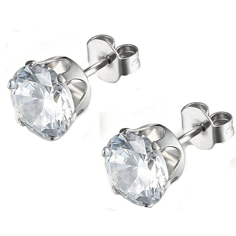 Titanium Round Zirconia Stud Earrings