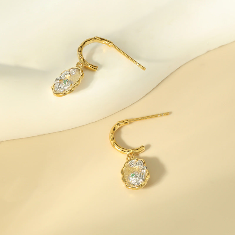 925 Sterling Silver Two-Tone Rose Zircon Stud Earrings Set