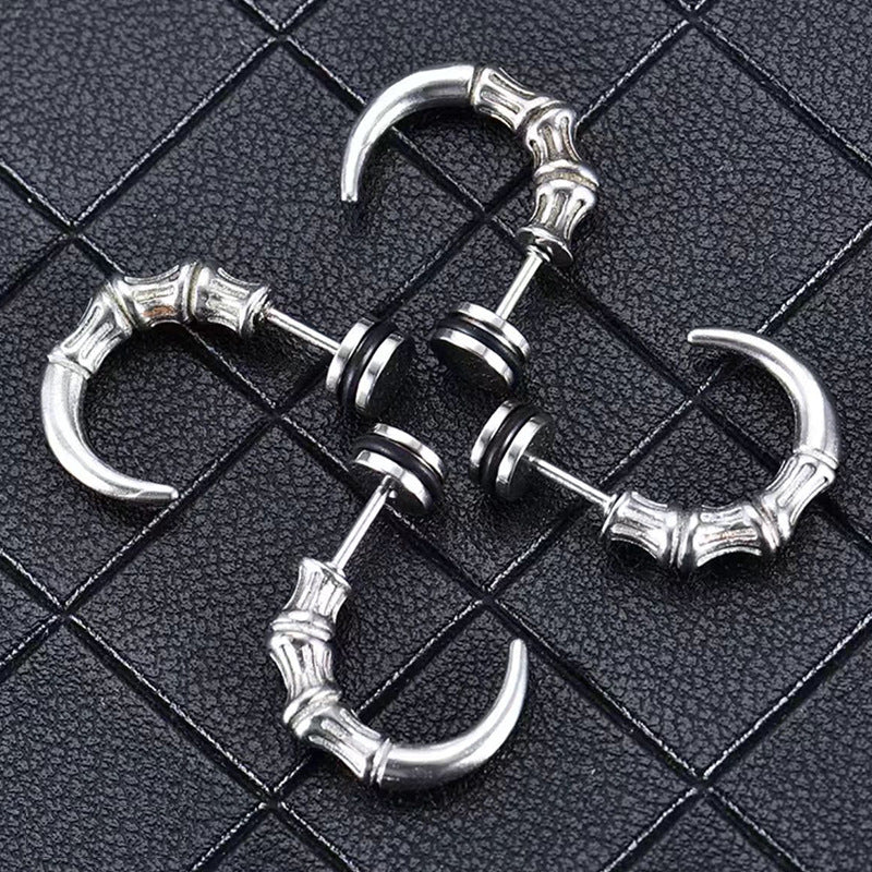 Titanium Punk Claw Hoop Stud Earrings