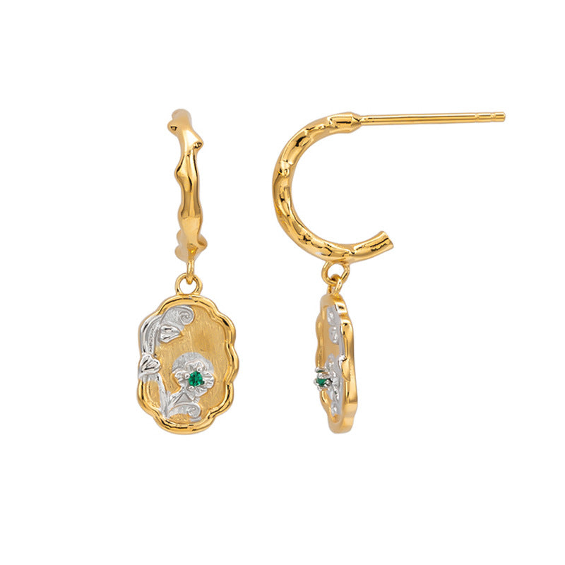 925 Sterling Silver Two-Tone Rose Zircon Stud Earrings Set