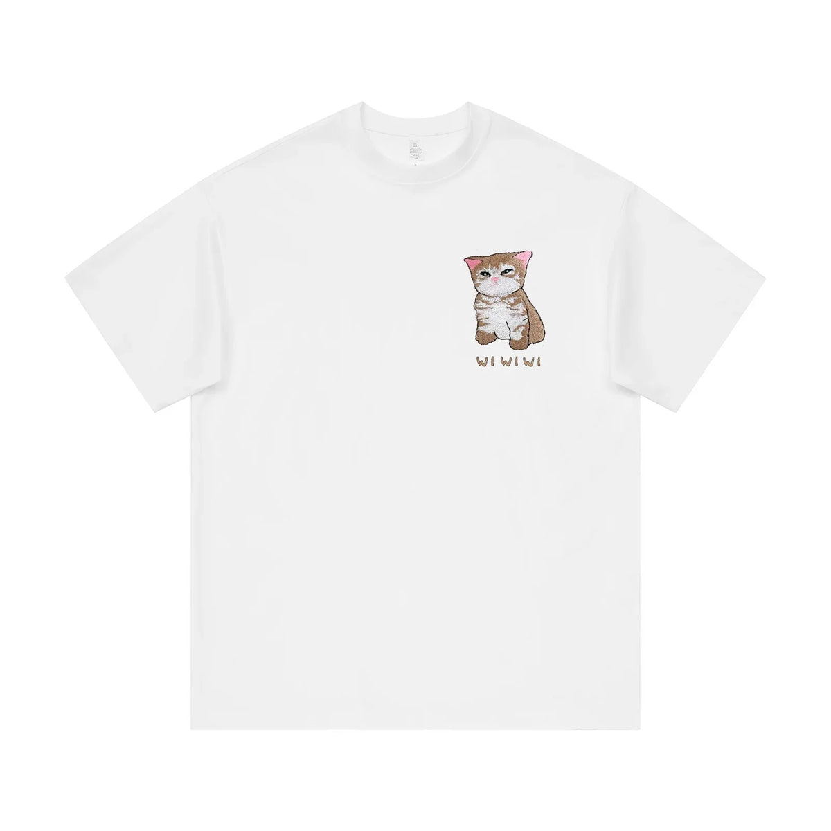Aoklok & Evokyn Cartoon Cat Embroidered Tee