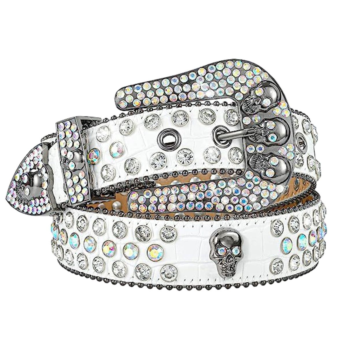 LoopStone Punk Skull Burst Flash Rhinestone Versatile Rivet Belt