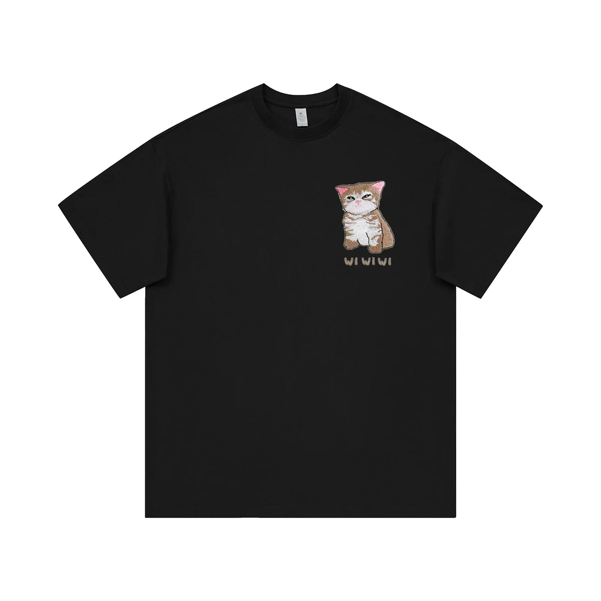 Aoklok & Evokyn Cartoon Cat Embroidered Tee