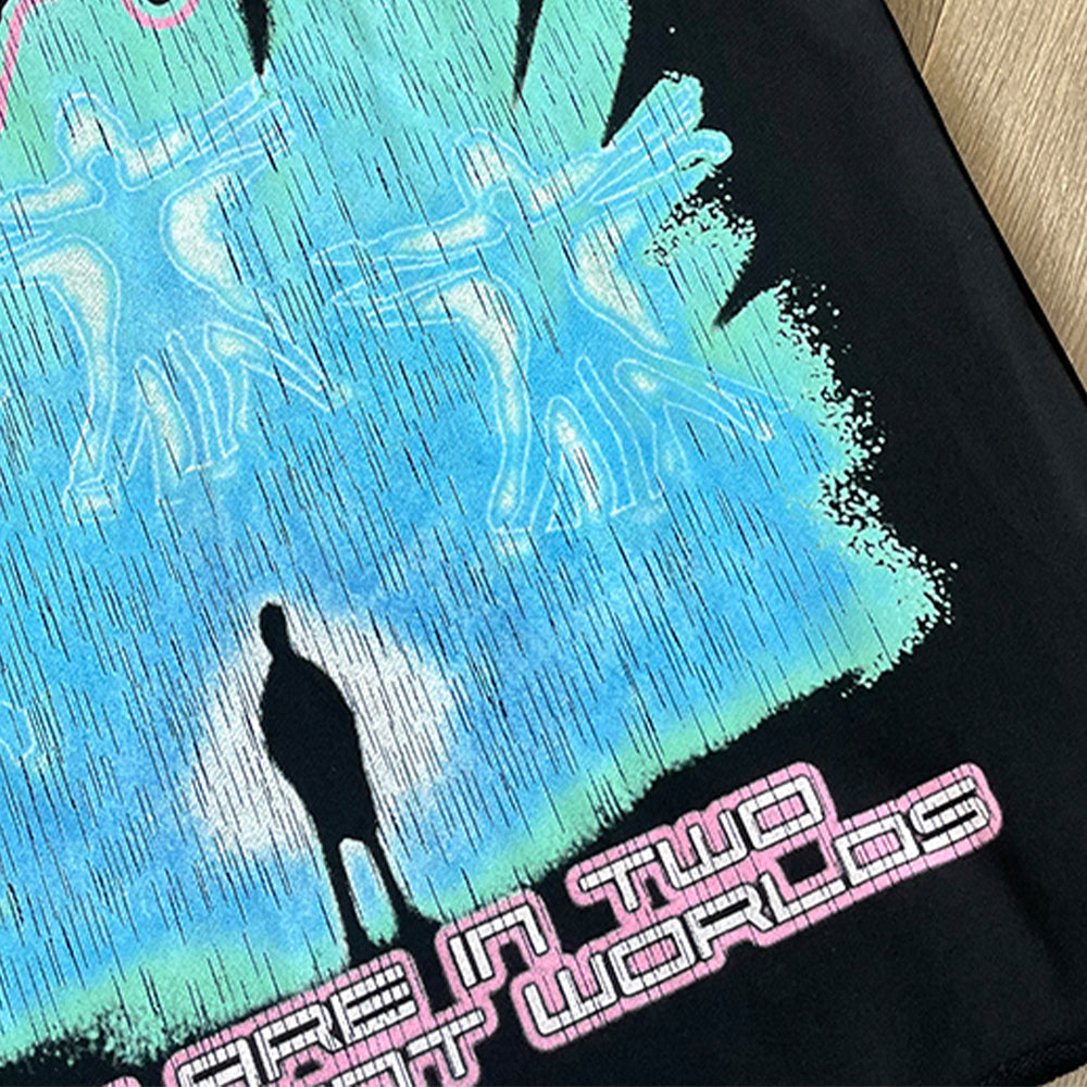 Evokyn Two Different Worlds Retro Vaporwave T-Shirt
