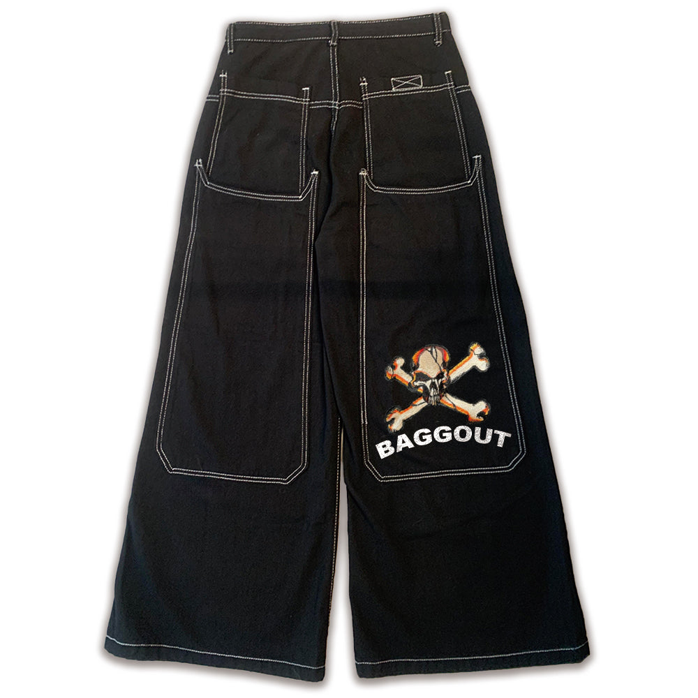 BAGGOUT Skull and Crossbones Wide Leg Jeans