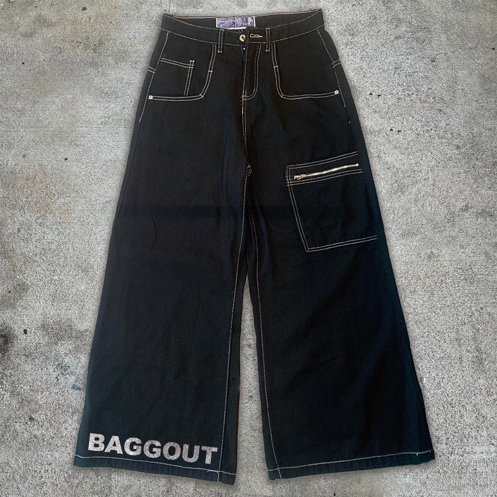 BAGGOUT Skull and Crossbones Wide Leg Jeans