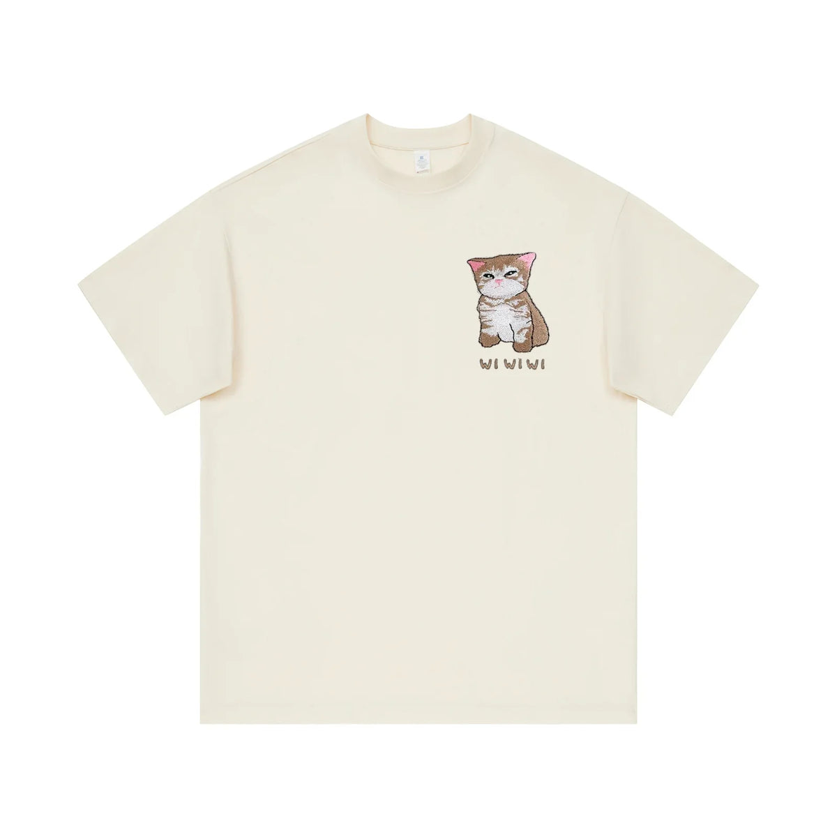 Aoklok & Evokyn Cartoon Cat Embroidered Tee
