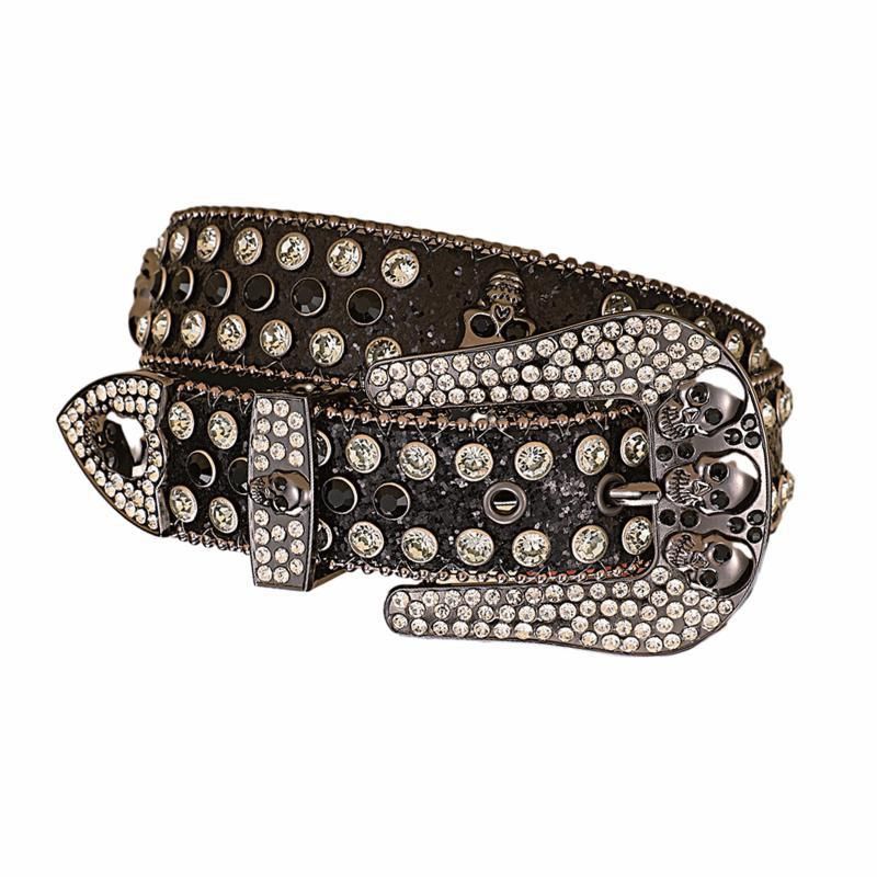 LoopStone Punk Skull Burst Flash Rhinestone Versatile Rivet Belt