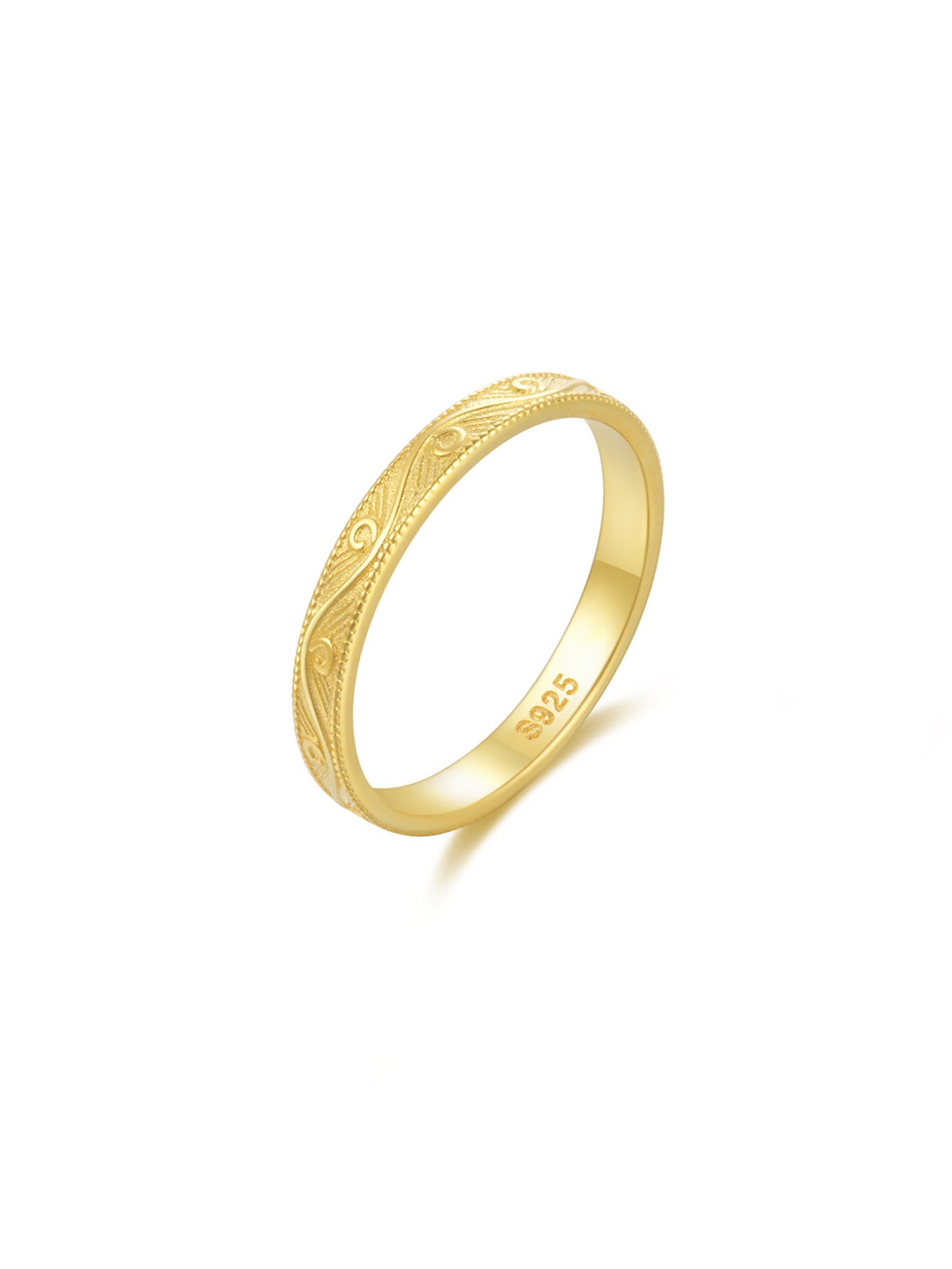 925 Sterling Silver Vintage Engraved Band Ring