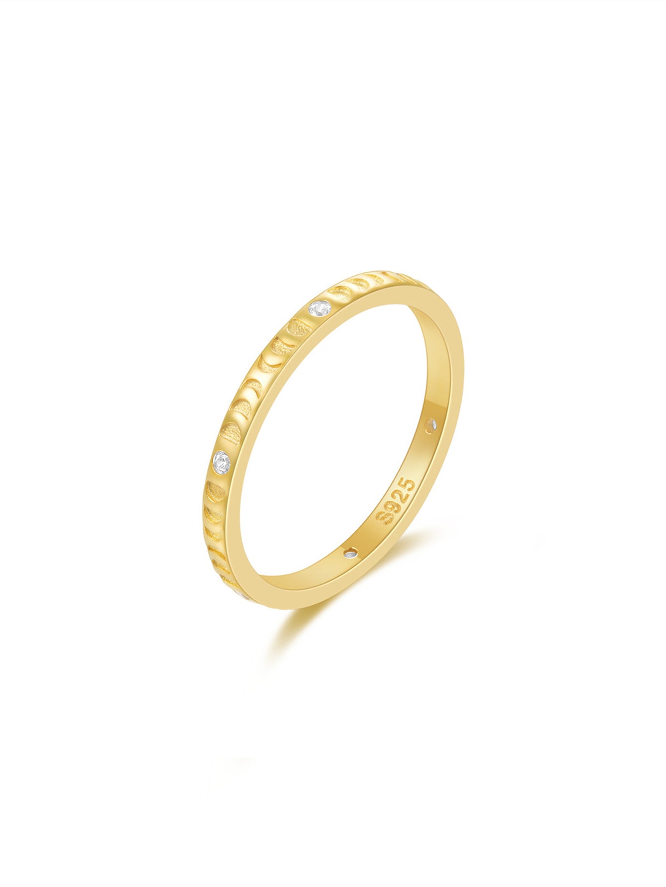 925 Sterling Silver Minimalist Zircon Band Ring