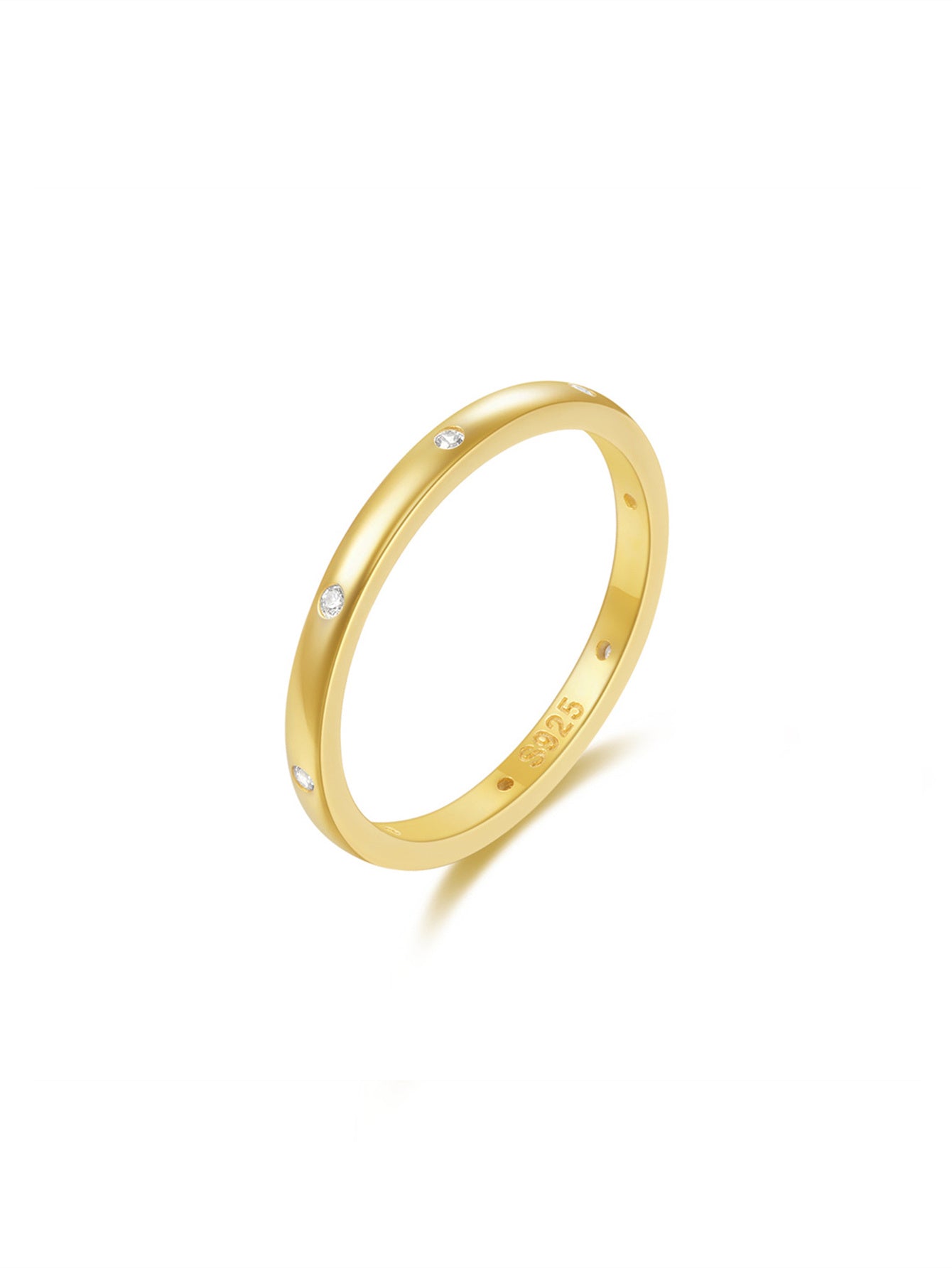 925 Sterling Silver Dotted Zircon Band Ring