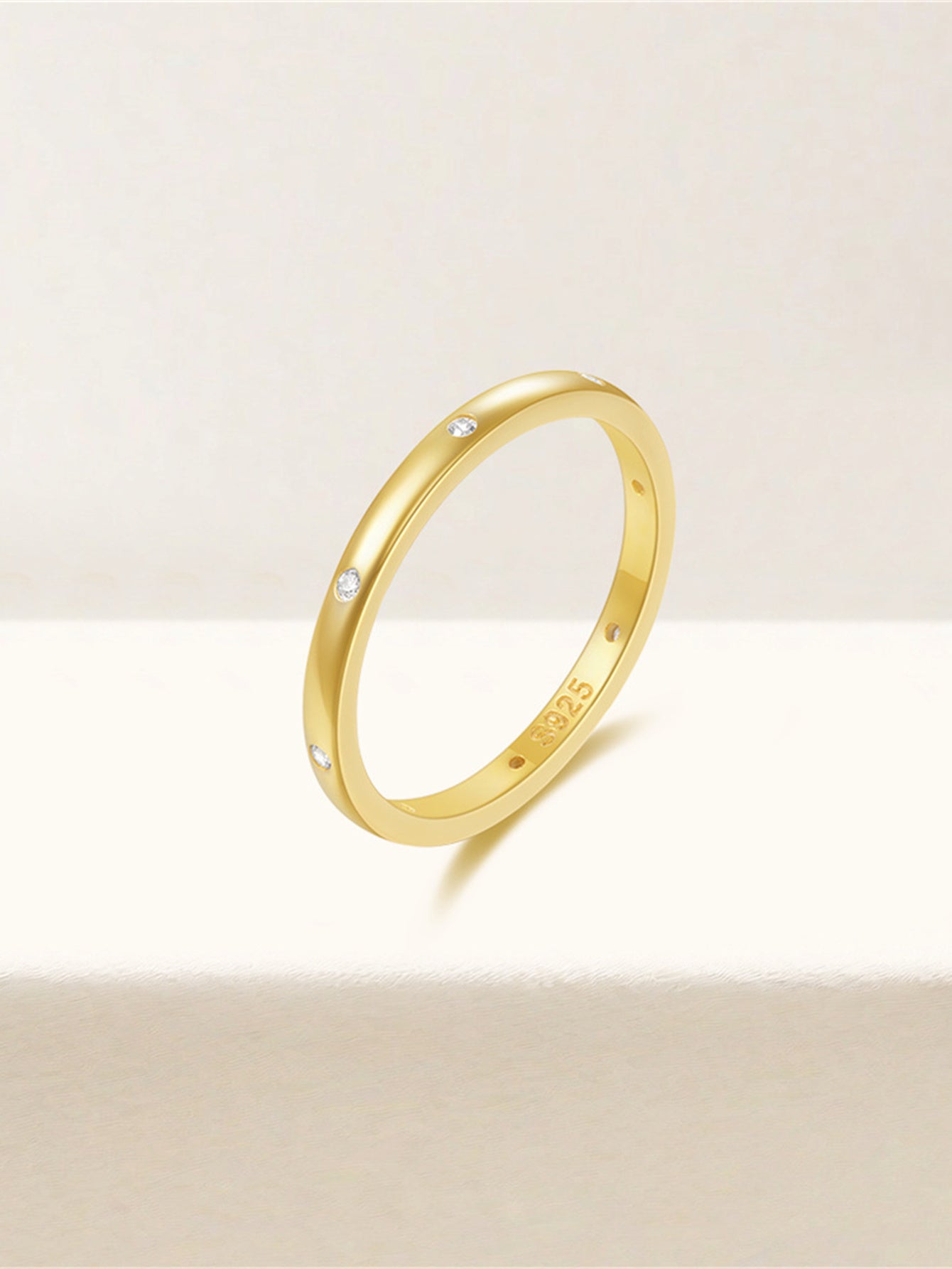 925 Sterling Silver Dotted Zircon Band Ring