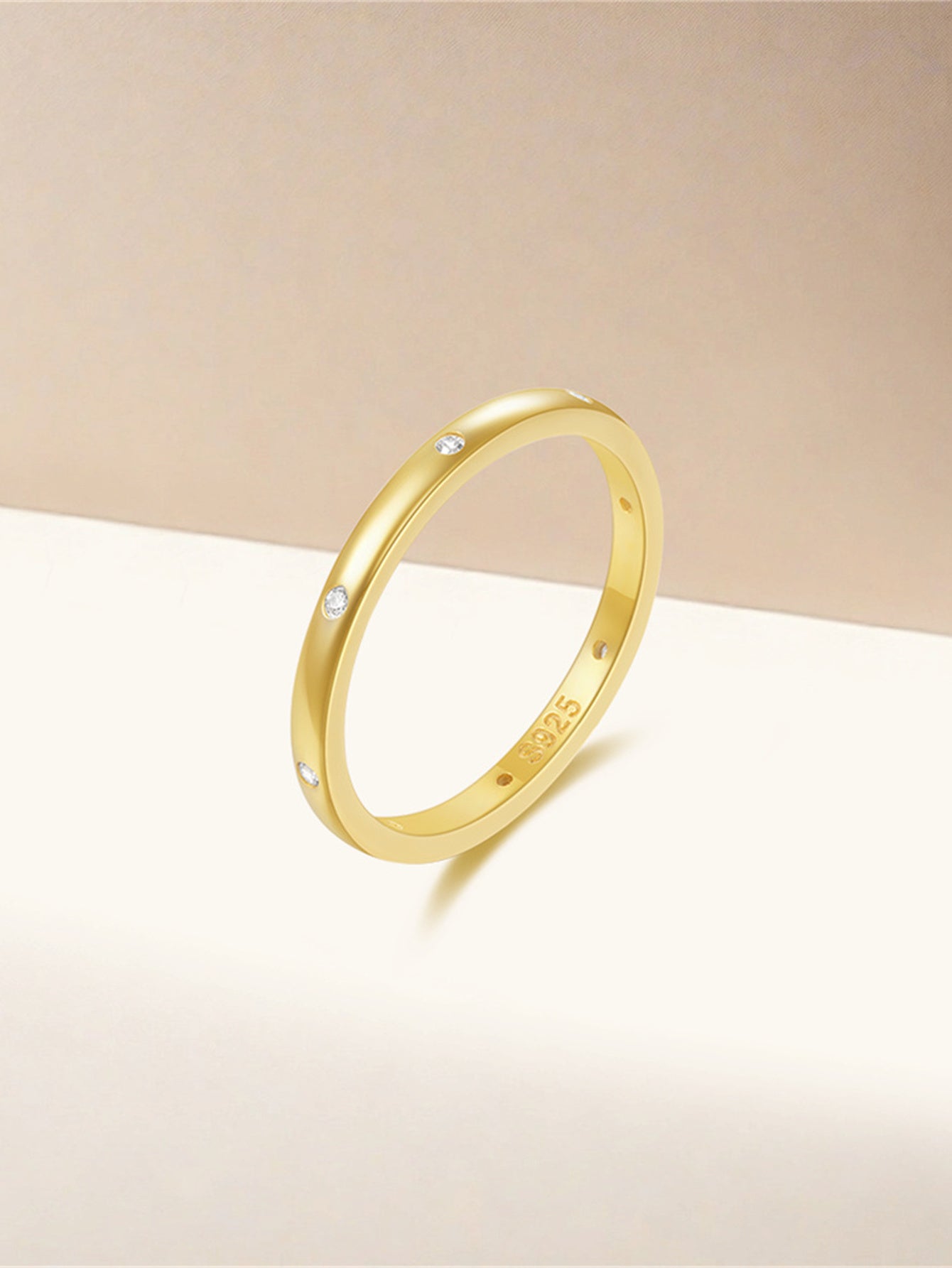 925 Sterling Silver Dotted Zircon Band Ring