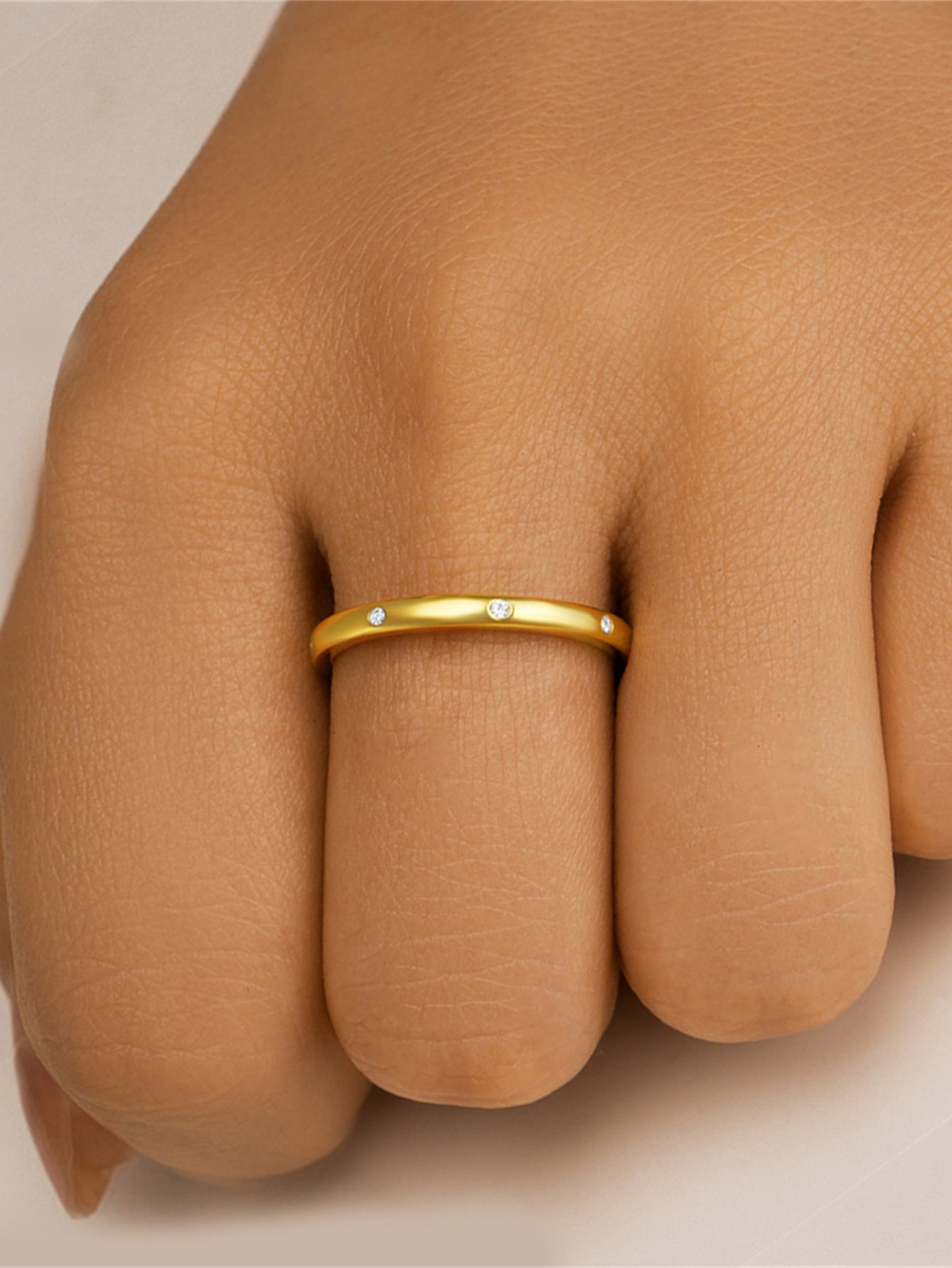 925 Sterling Silver Dotted Zircon Band Ring
