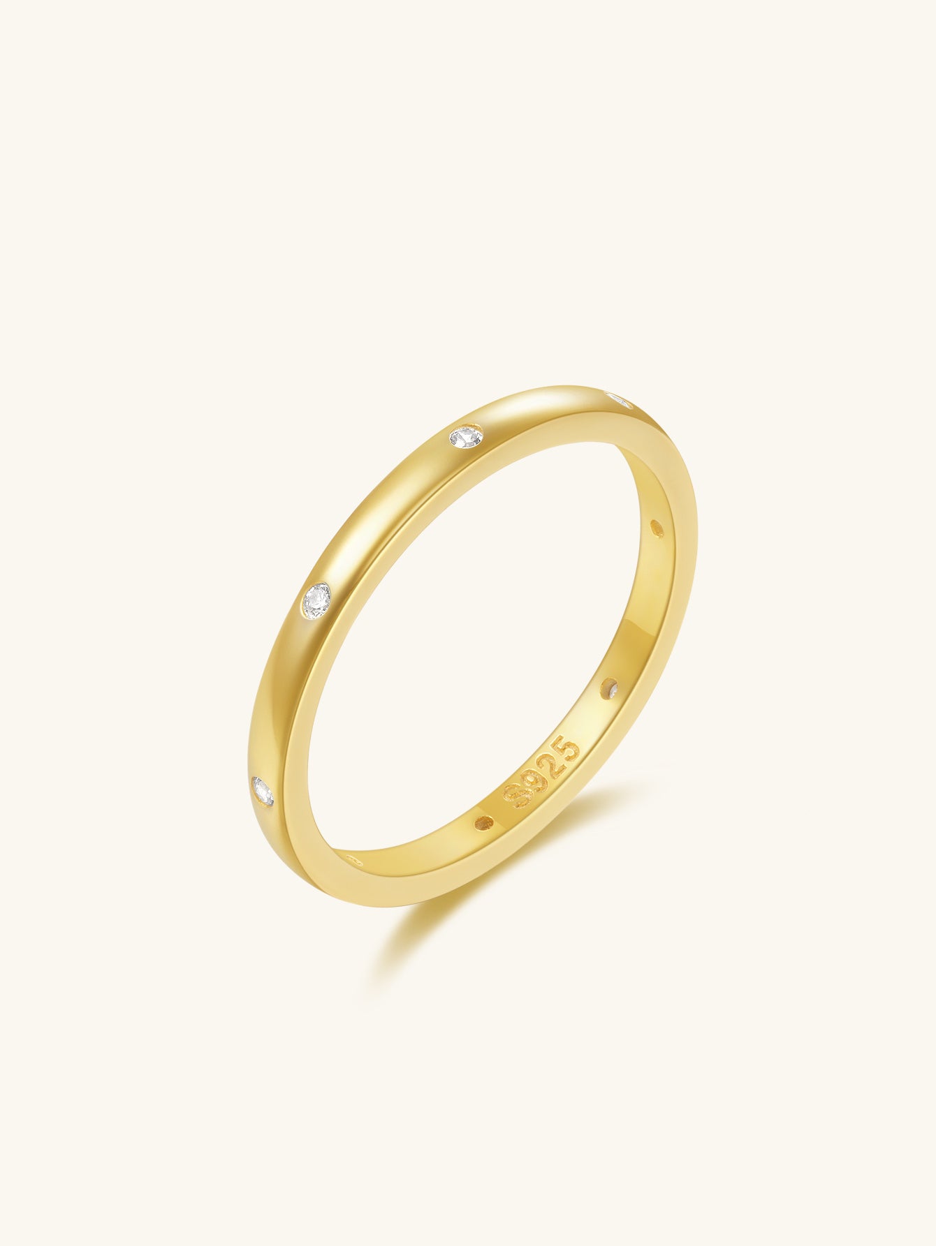 925 Sterling Silver Dotted Zircon Band Ring