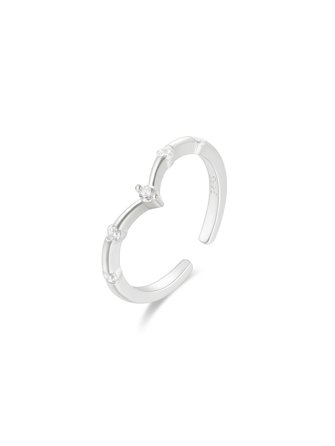 925 Sterling Silver Open Zircon Wrap Ring