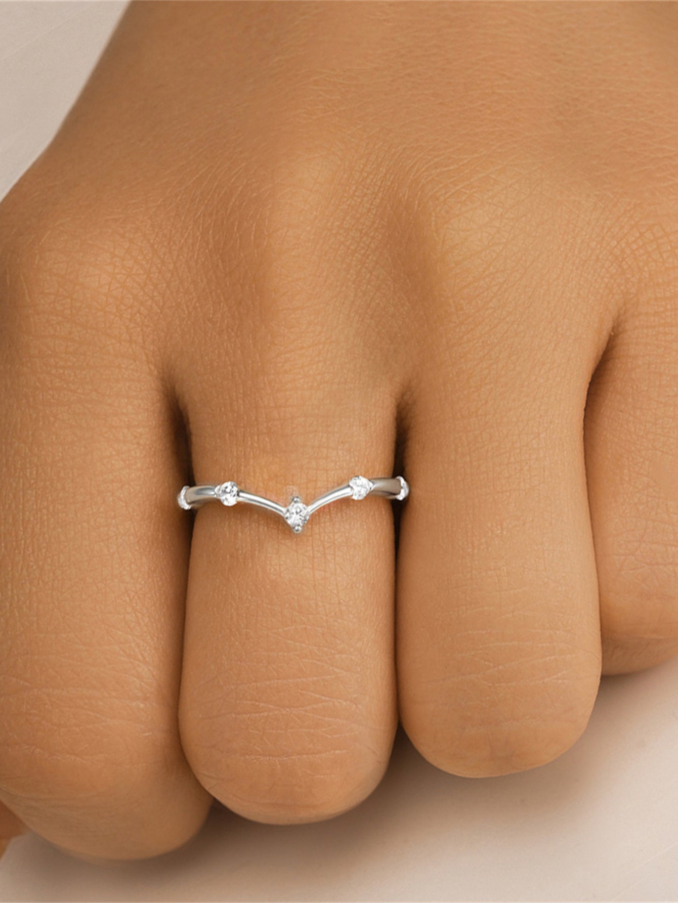 925 Sterling Silver Open Zircon Wrap Ring