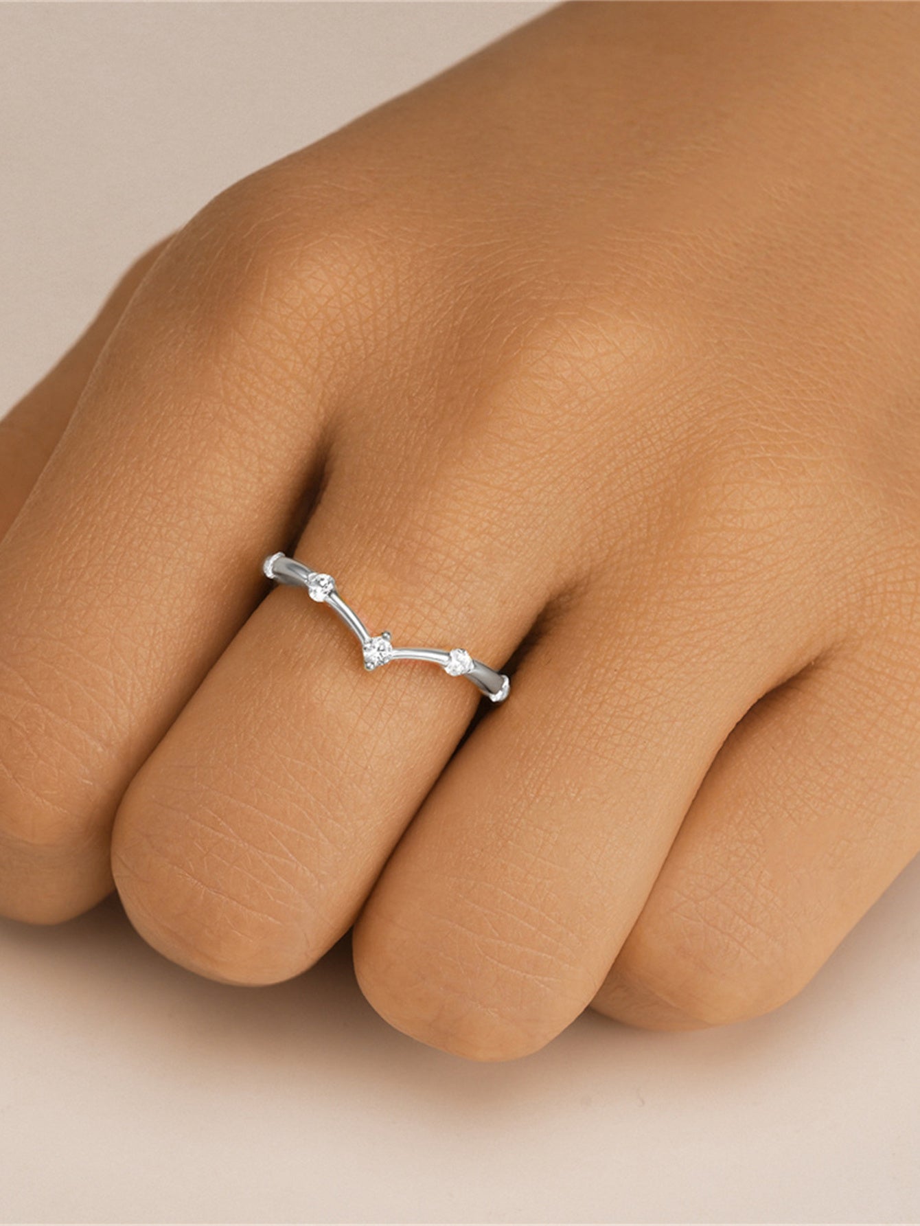 925 Sterling Silver Open Zircon Wrap Ring