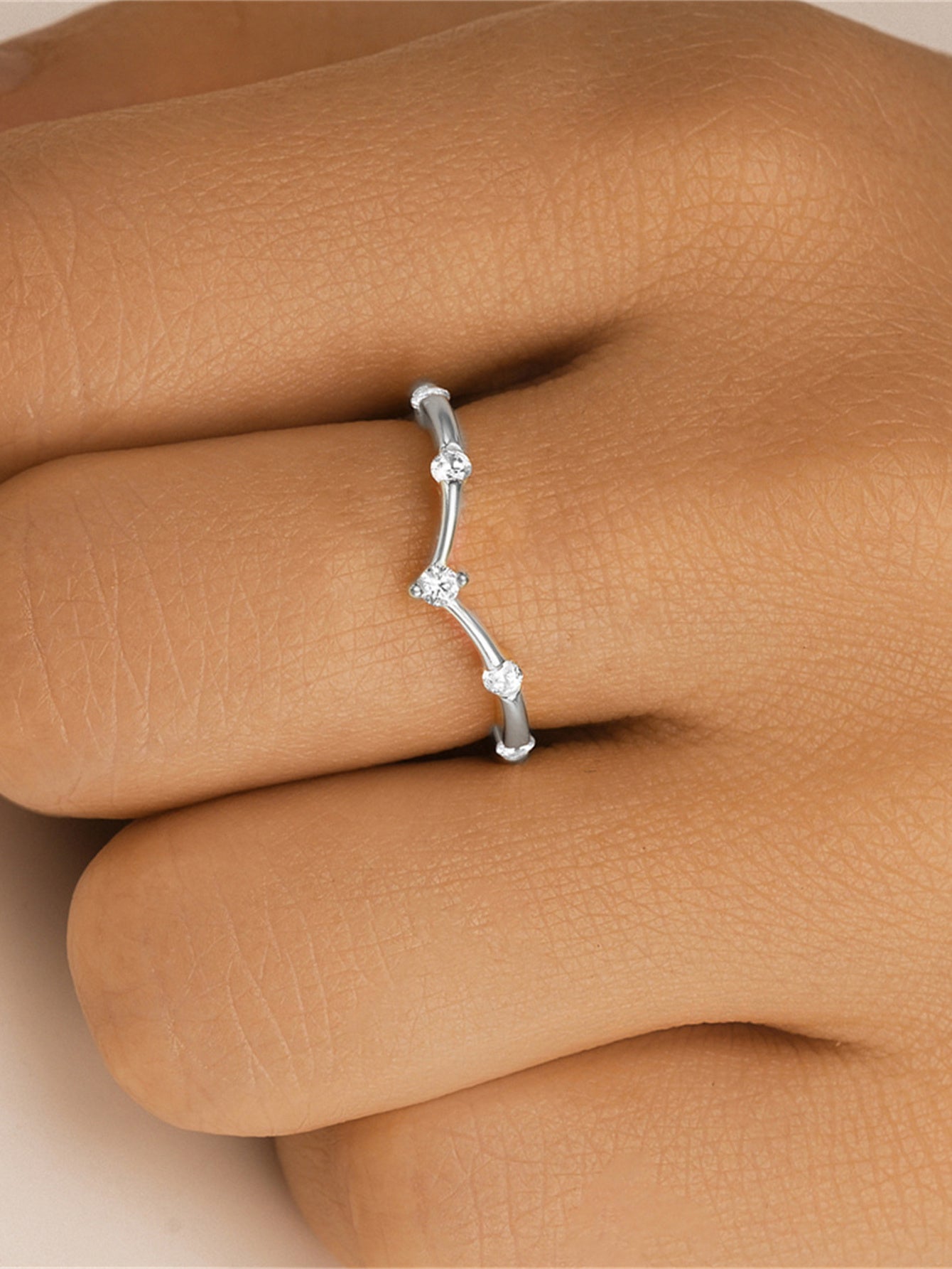 925 Sterling Silver Open Zircon Wrap Ring