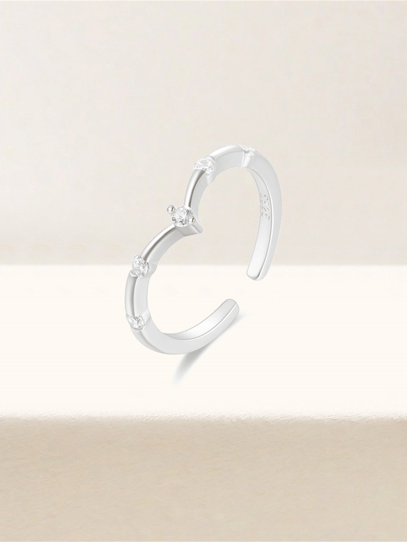 925 Sterling Silver Open Zircon Wrap Ring