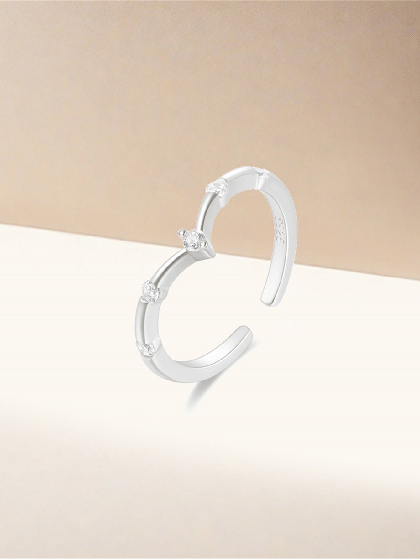 925 Sterling Silver Open Zircon Wrap Ring