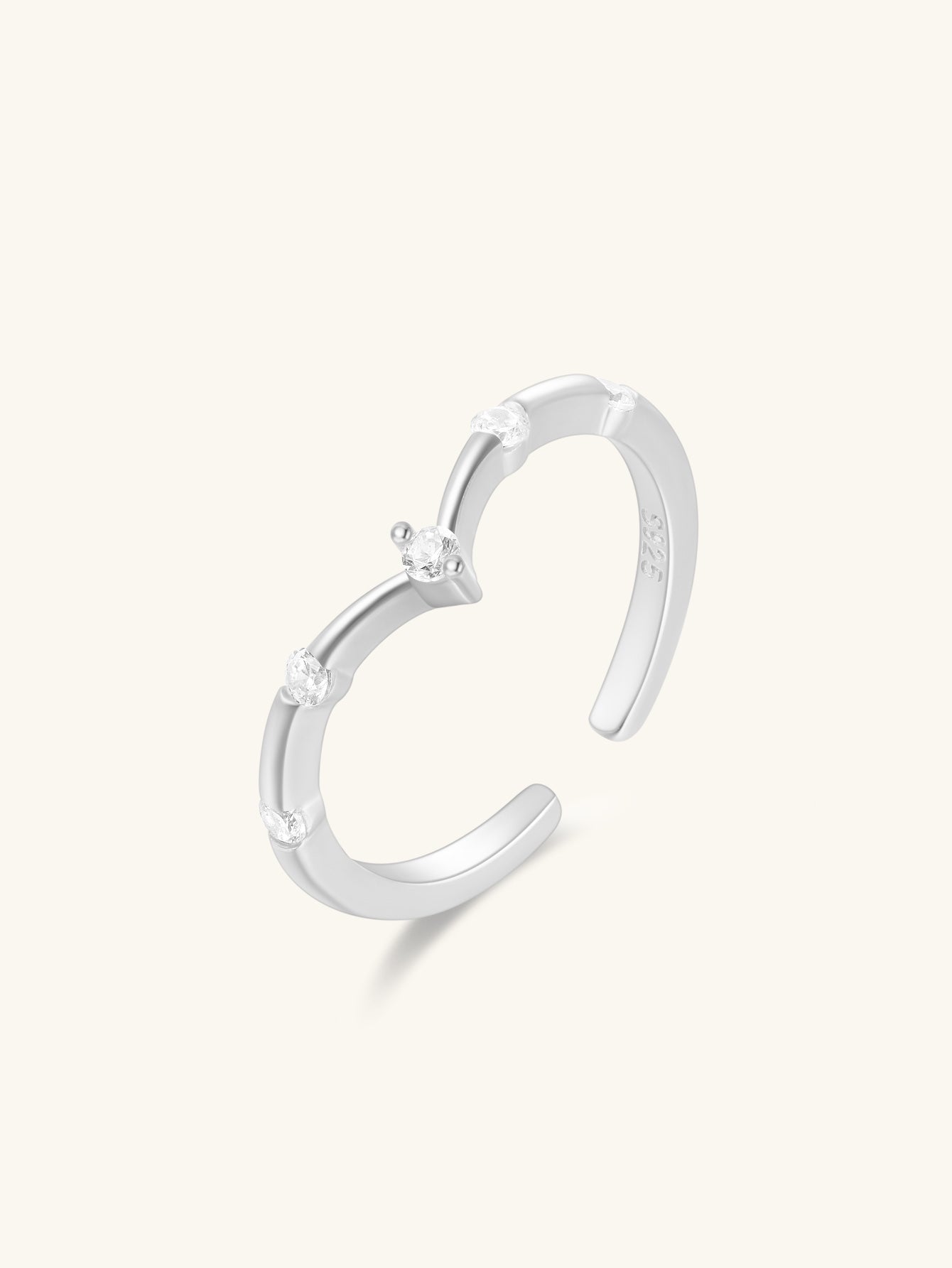 925 Sterling Silver Open Zircon Wrap Ring