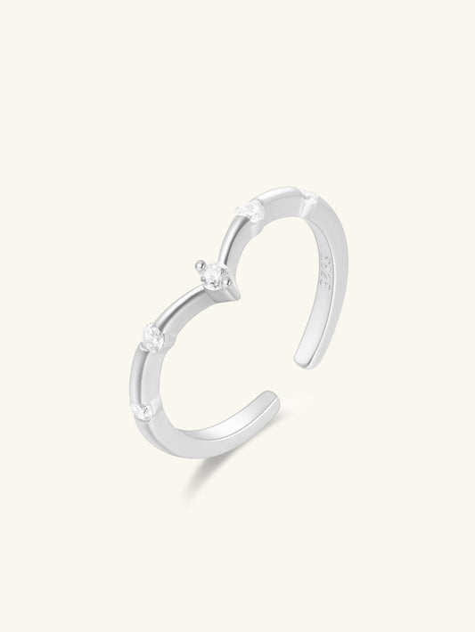925 Sterling Silver Open Zircon Wrap Ring