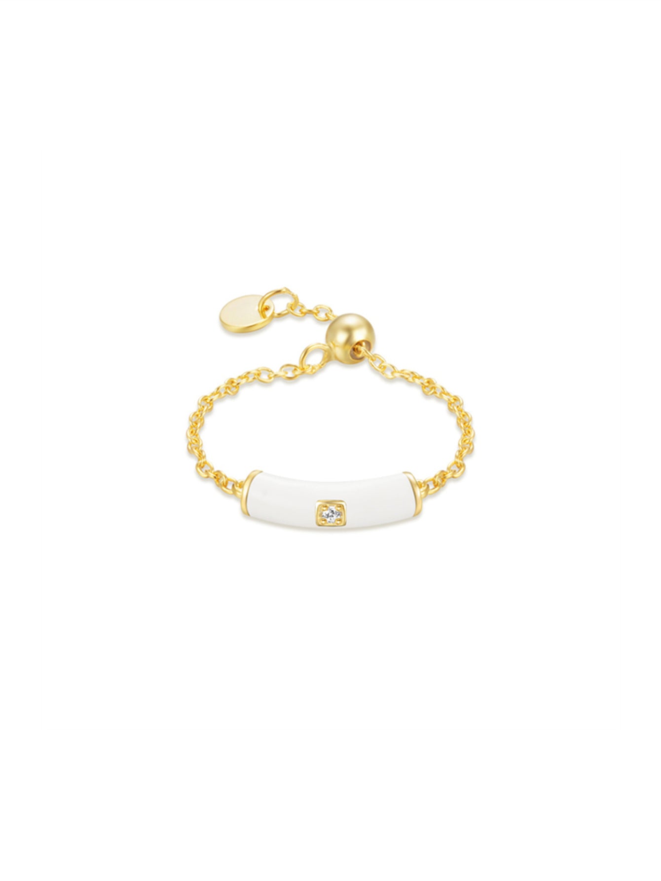 925 Sterling Silver Colorful Ceramic Zircon Chain Ring