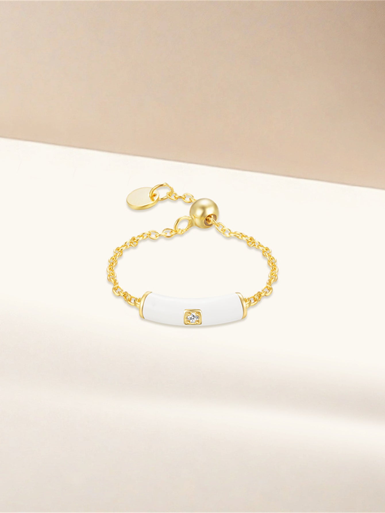 925 Sterling Silver Colorful Ceramic Zircon Chain Ring