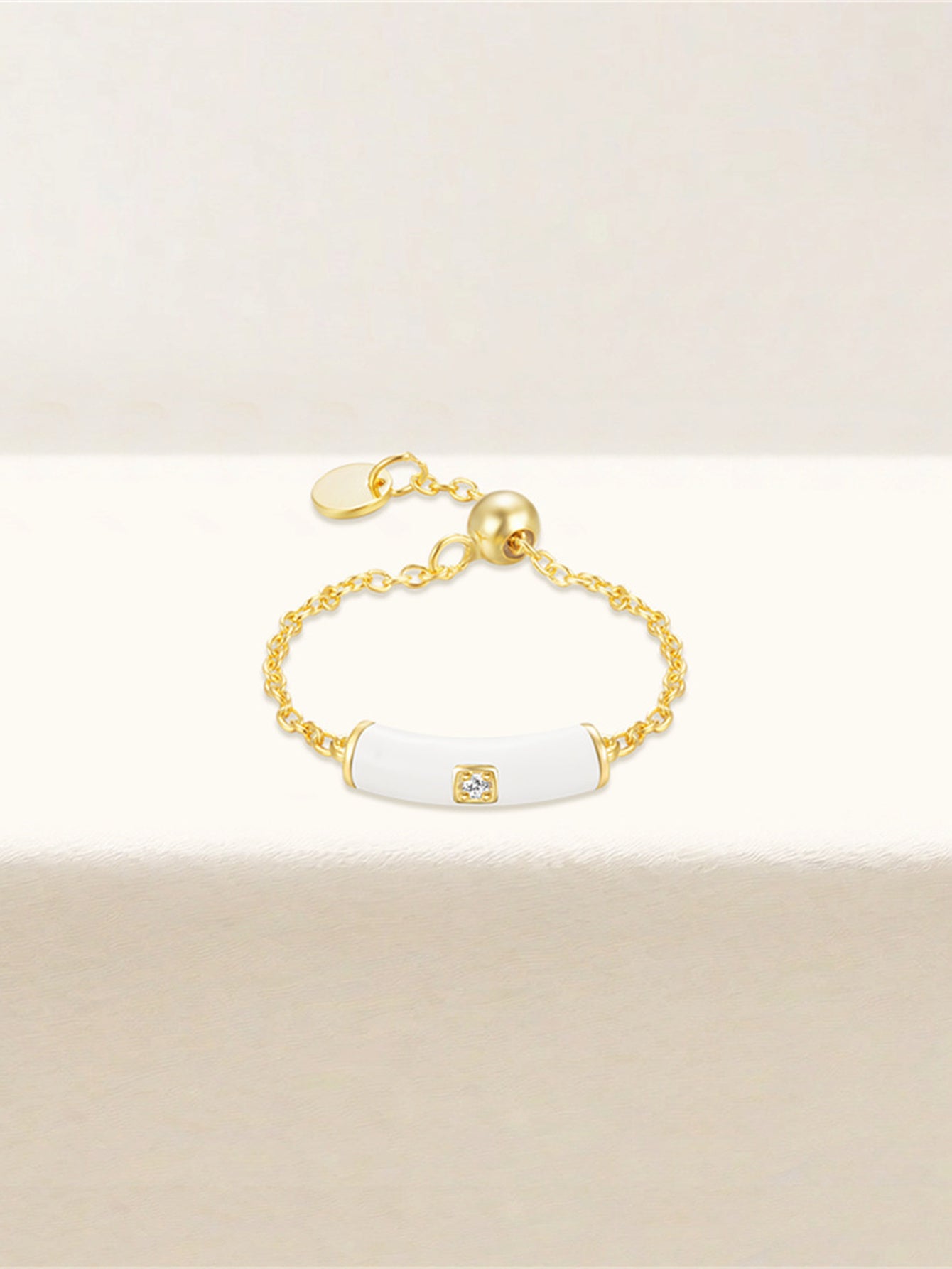 925 Sterling Silver Colorful Ceramic Zircon Chain Ring