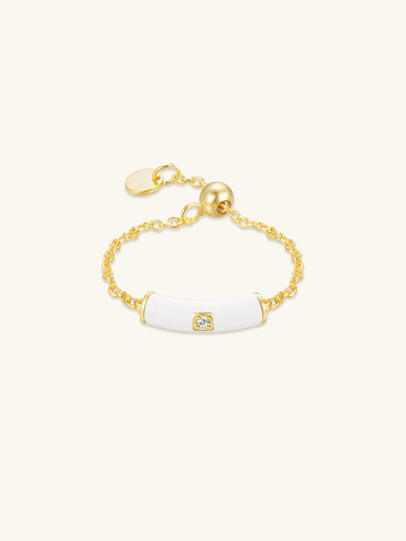 925 Sterling Silver Colorful Ceramic Zircon Chain Ring