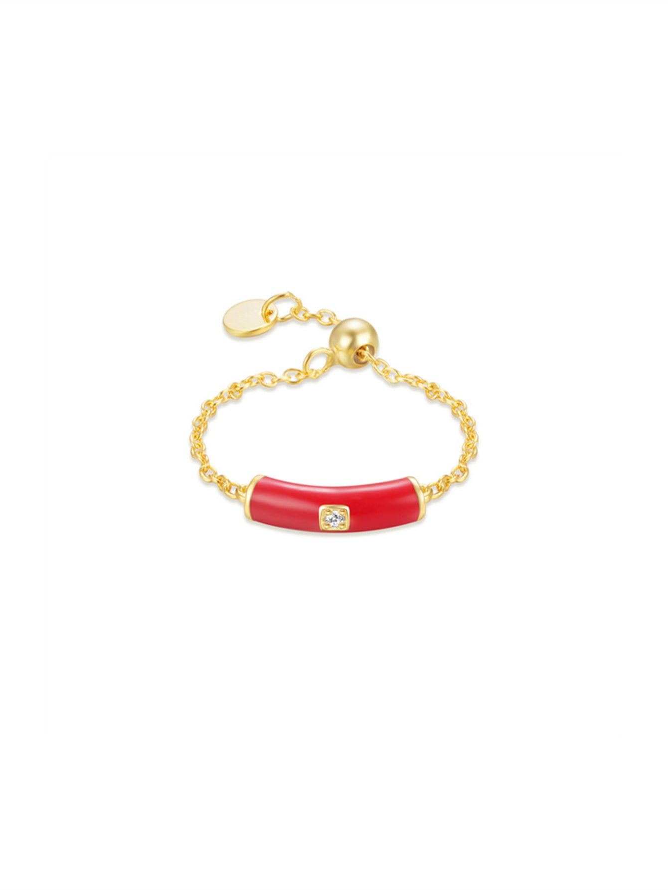925 Sterling Silver Colorful Ceramic Zircon Chain Ring