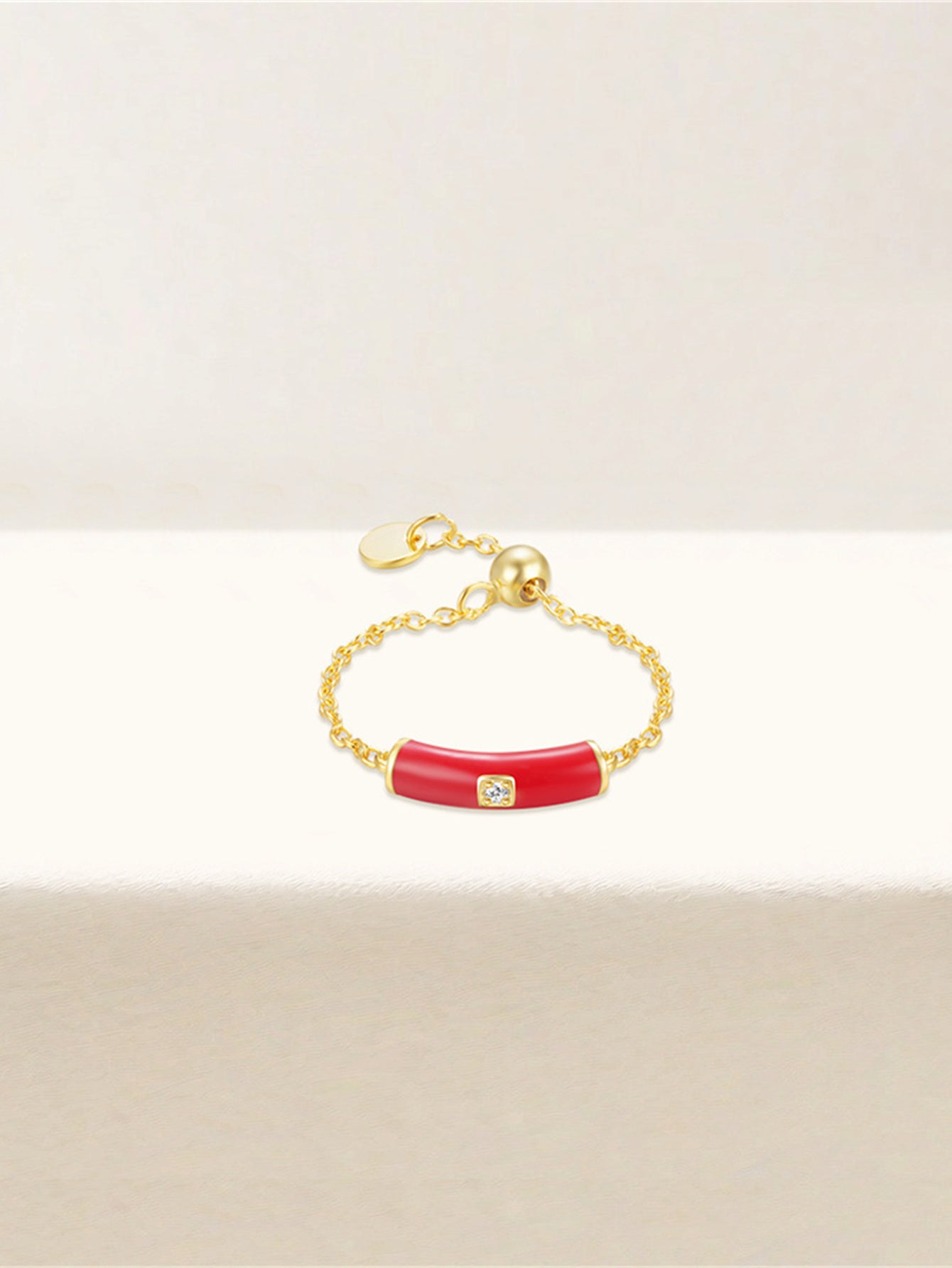 925 Sterling Silver Colorful Ceramic Zircon Chain Ring
