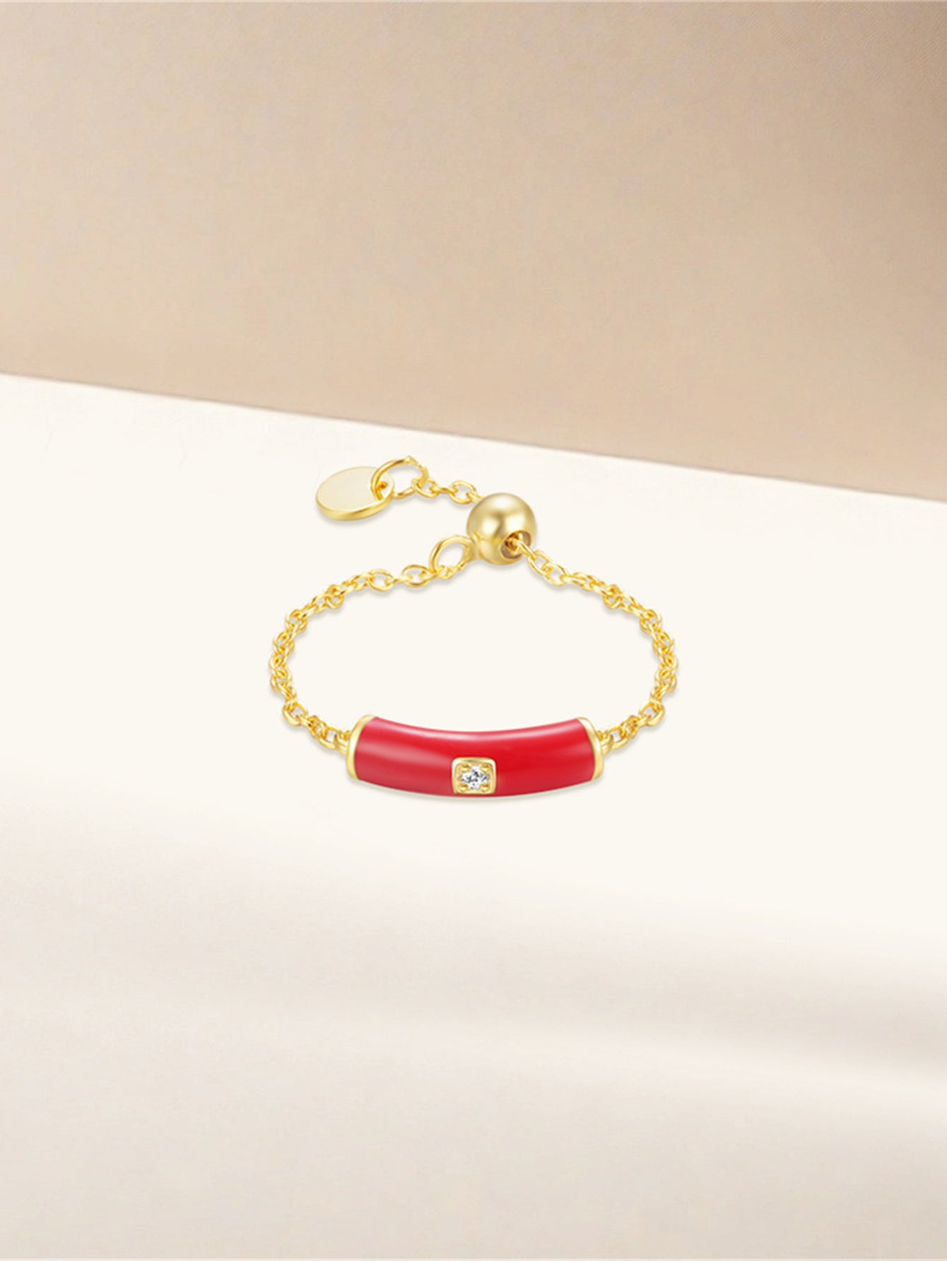 925 Sterling Silver Colorful Ceramic Zircon Chain Ring
