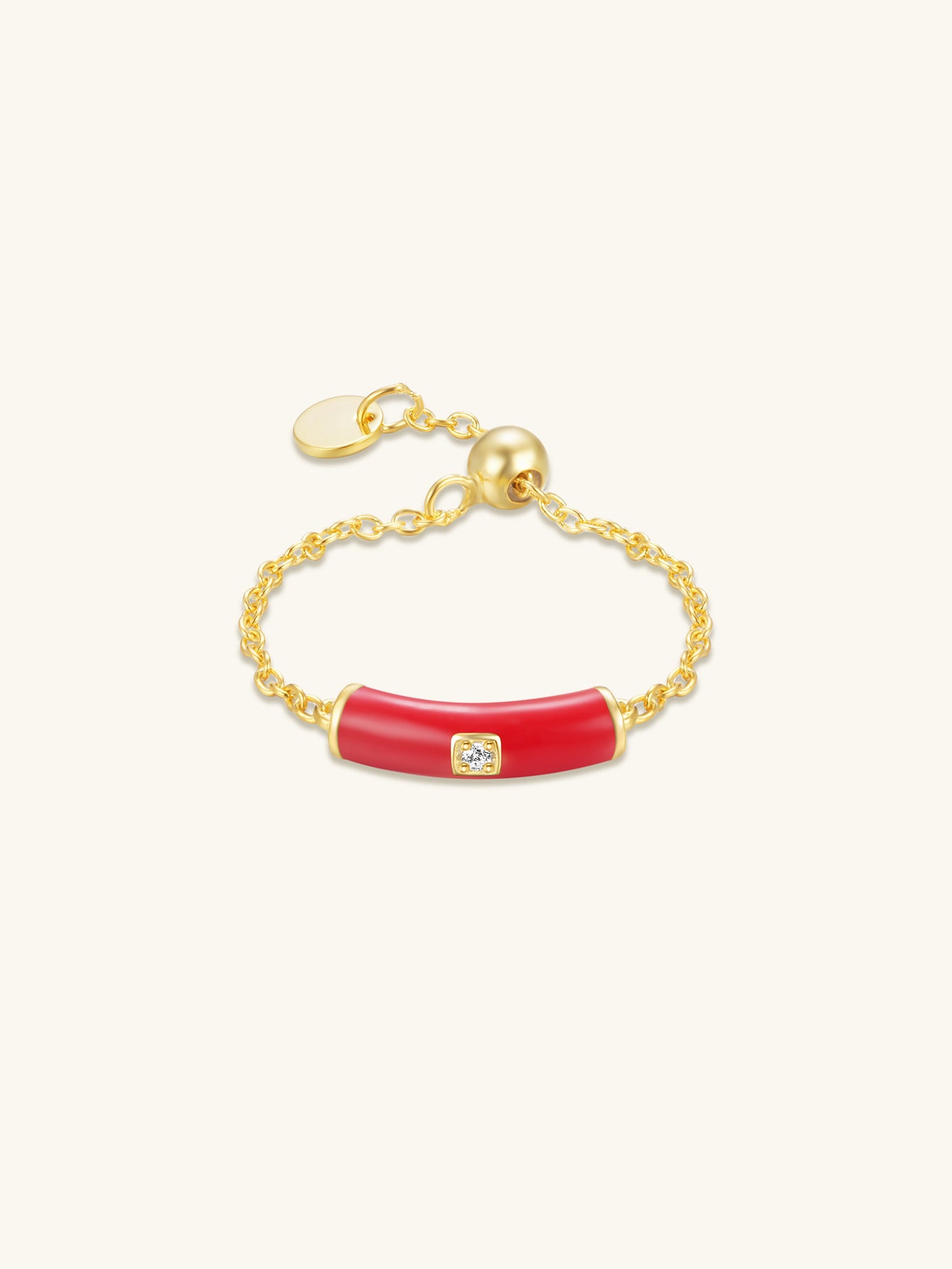 925 Sterling Silver Colorful Ceramic Zircon Chain Ring